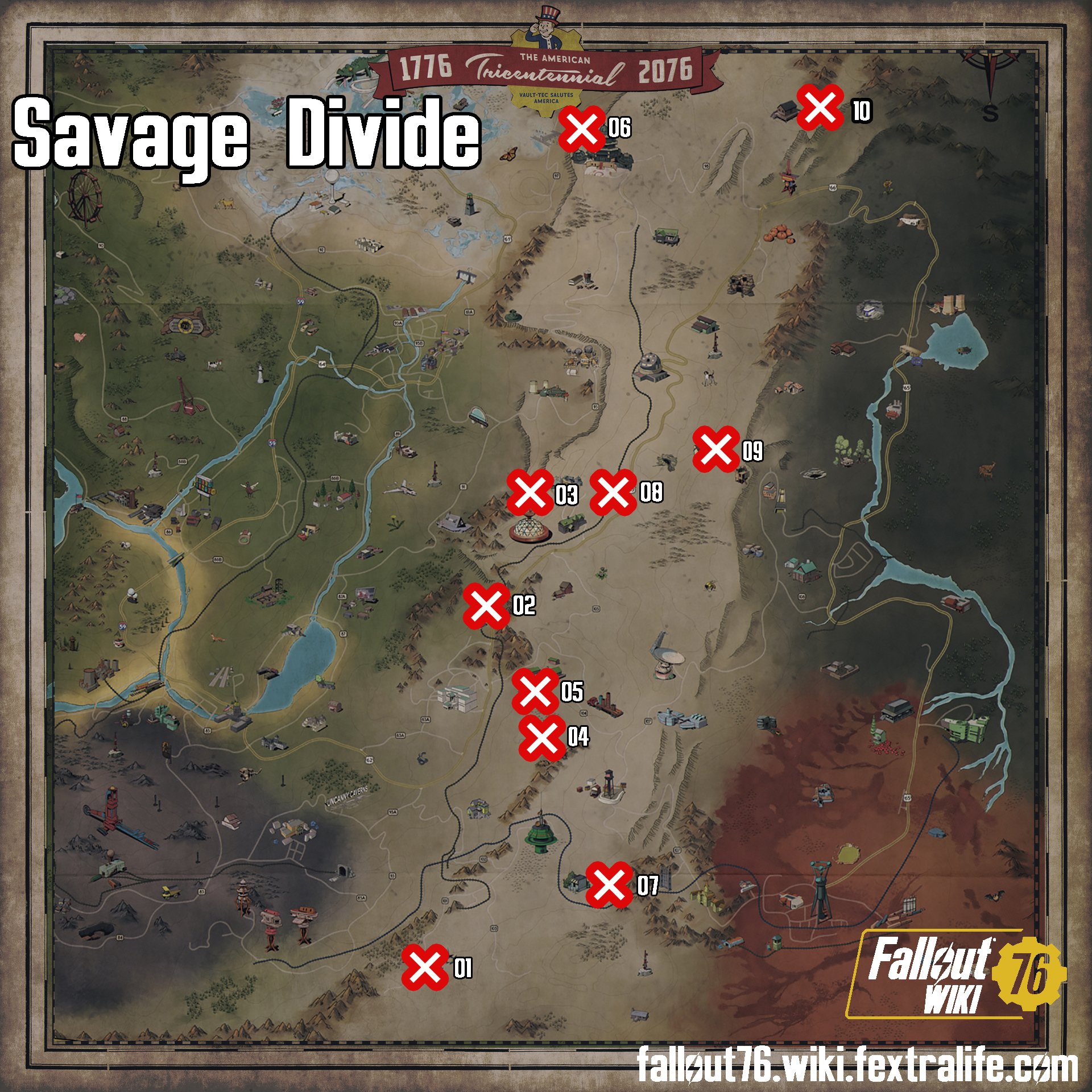 Fallout 76 Treasure Map Locations.