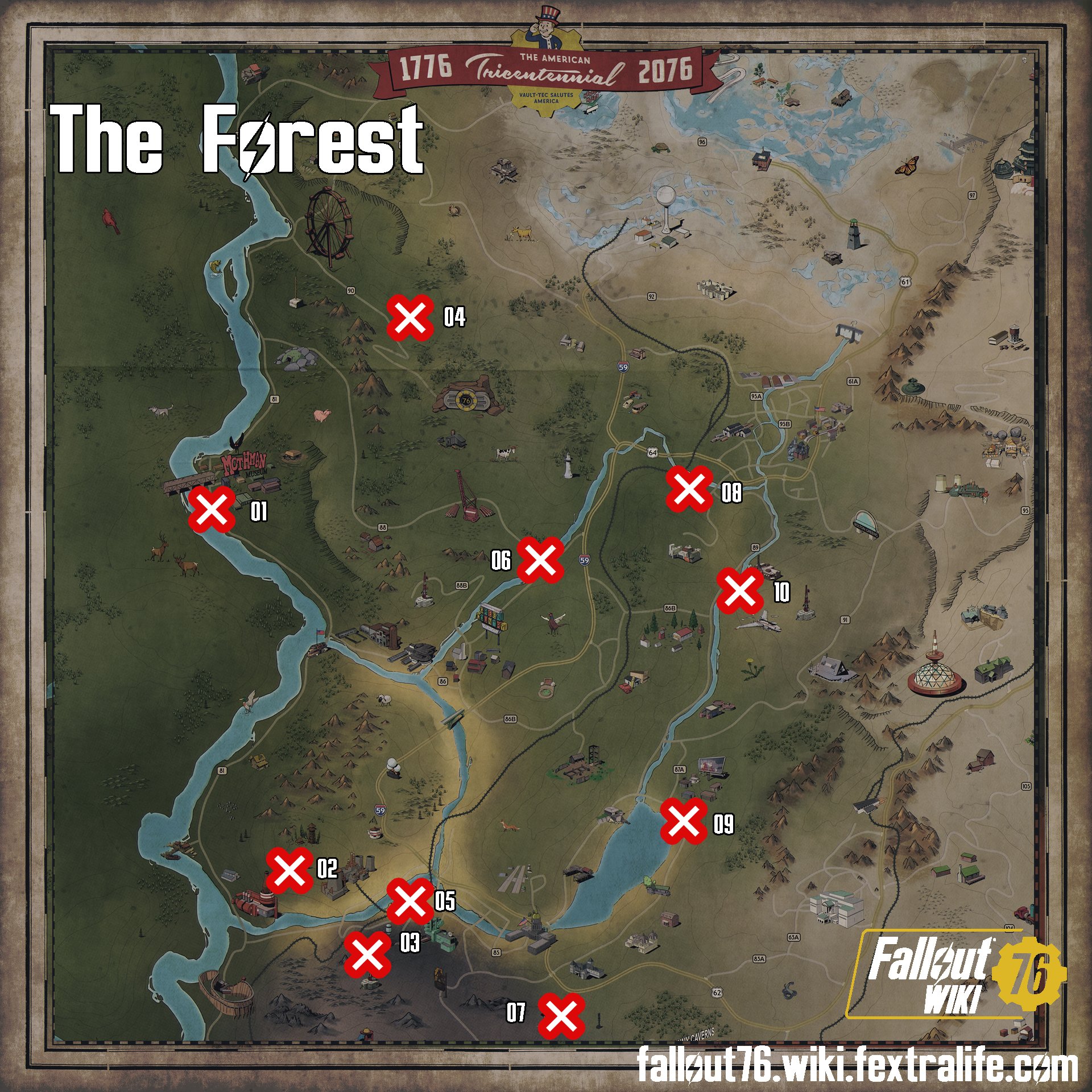 FALLOUT 76: Os 10 Mapas do Tesouro na Floresta. 